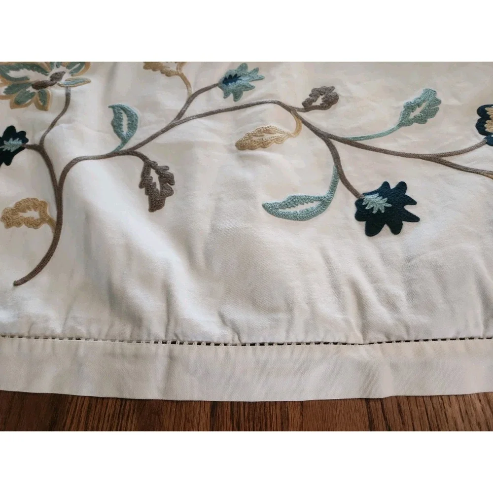 2/ Embroidered King Shams Noble Excellence Off-White Jacobian Floral Crewel